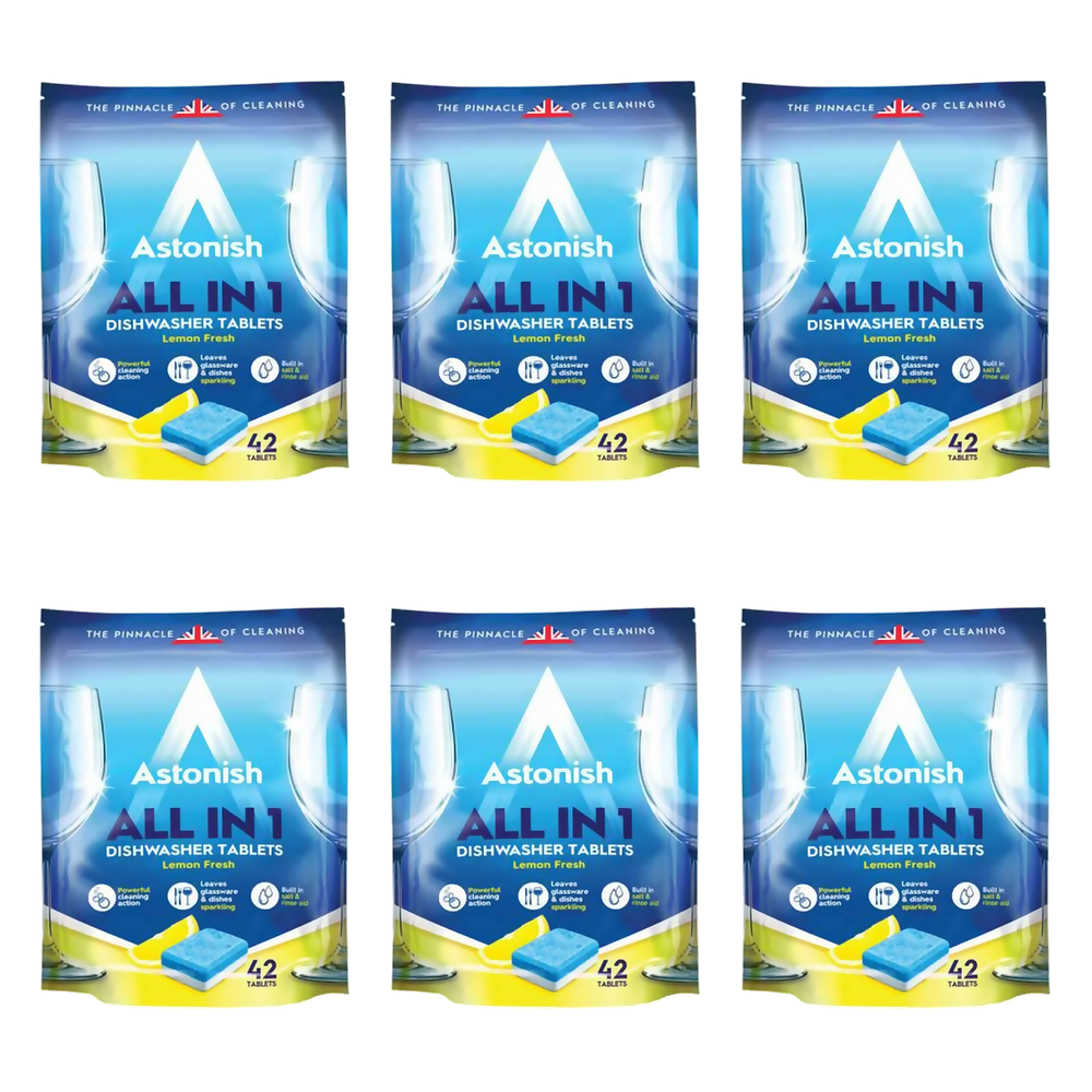 Astonish All In 1 Dishwasher Tablets Lemon 42 Pack — Case of 6