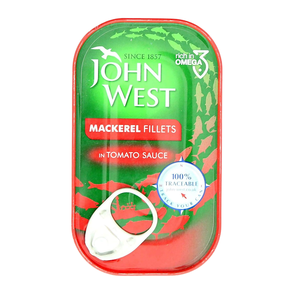 John West Mackerel Fillets in Tomato Sauce 125g — Case of 10