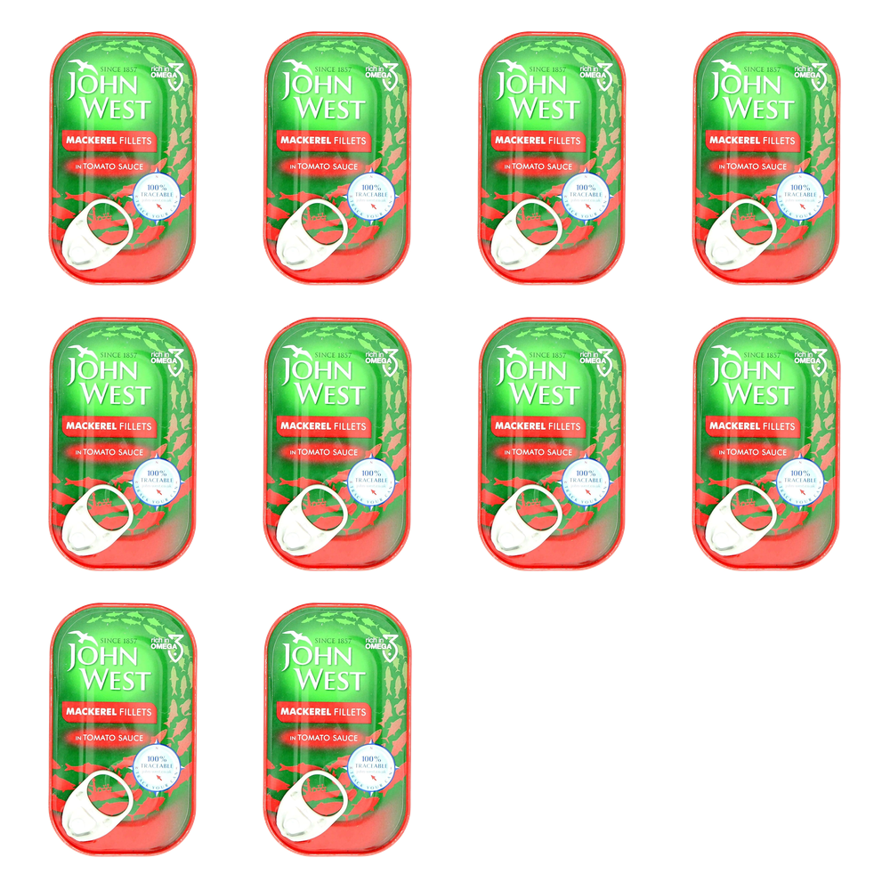 John West Mackerel Fillets in Tomato Sauce 125g — Case of 10