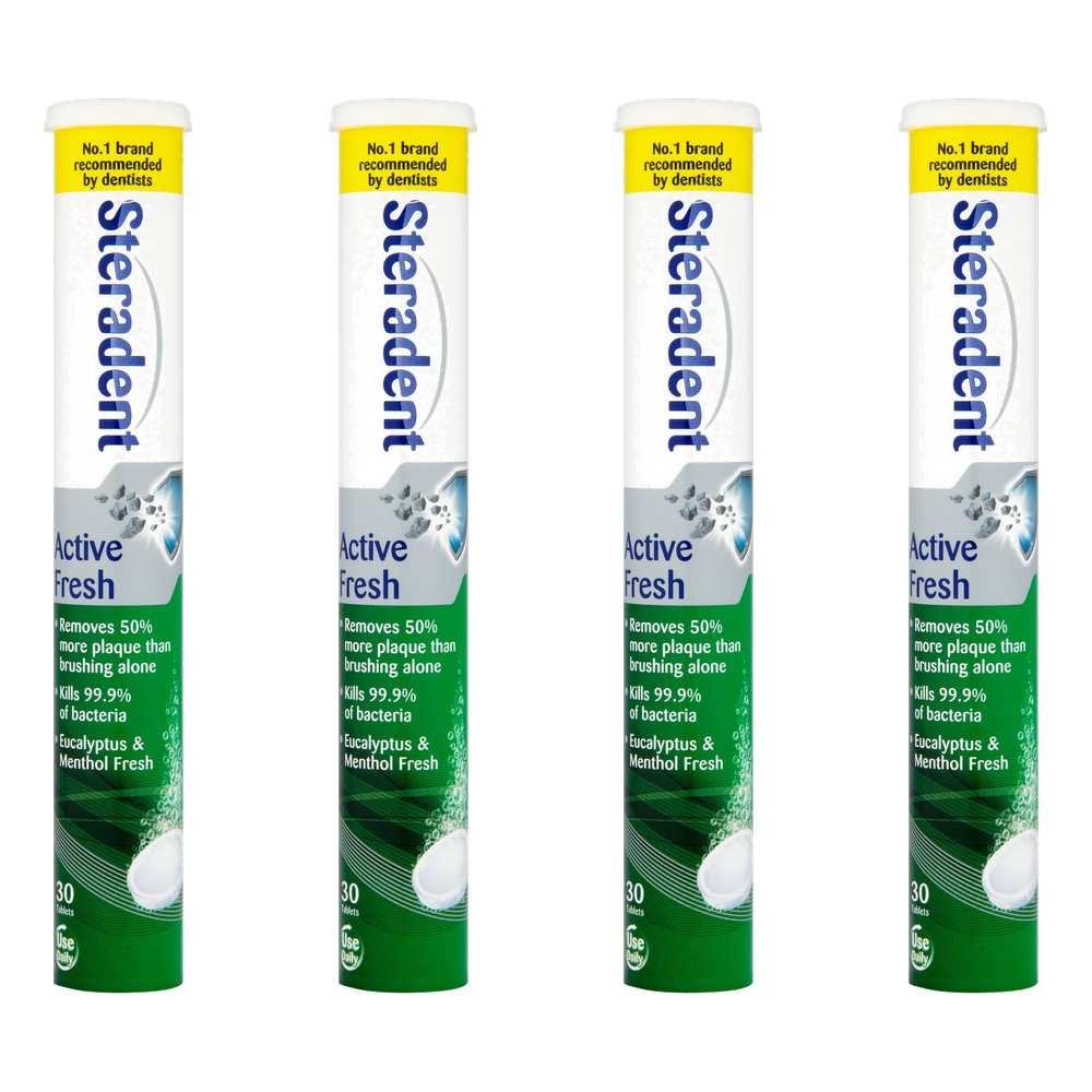 Steradent Active Fresh Denture Cleansing Tablets 30s — Case of 4