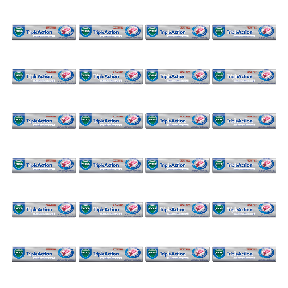 Vicks VapoDrops Triple Action Sugar Free Blackcurrant — Case of 24