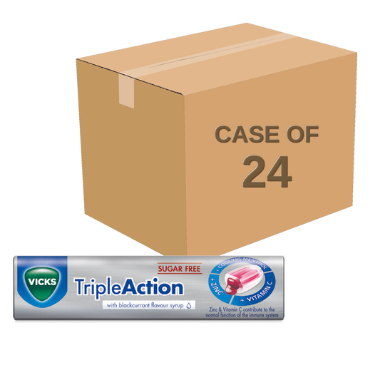 Vicks VapoDrops Triple Action Sugar Free Blackcurrant — Case of 24